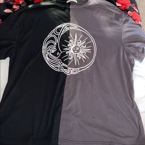 Two tone grey and black graphic tee